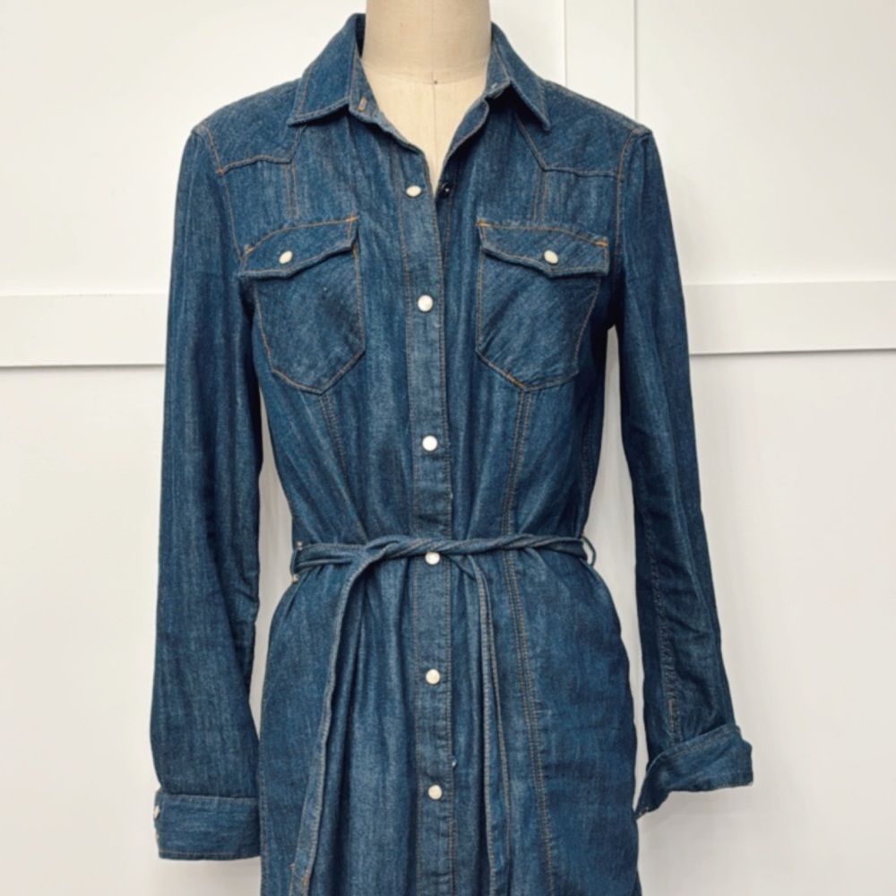 GAP Blue Long Sleeve Shirt Dress Casual